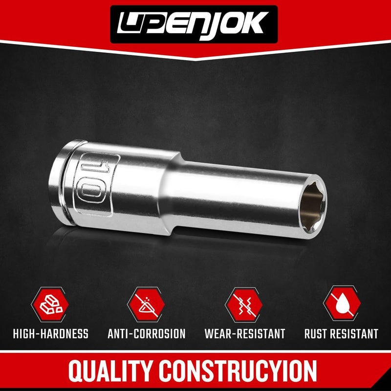 Upenjok 2PCS 1/2" Drive 10mm Socket Set, Deep, Mirror Finish, Cr-V Steel, 6-Point - Image 3